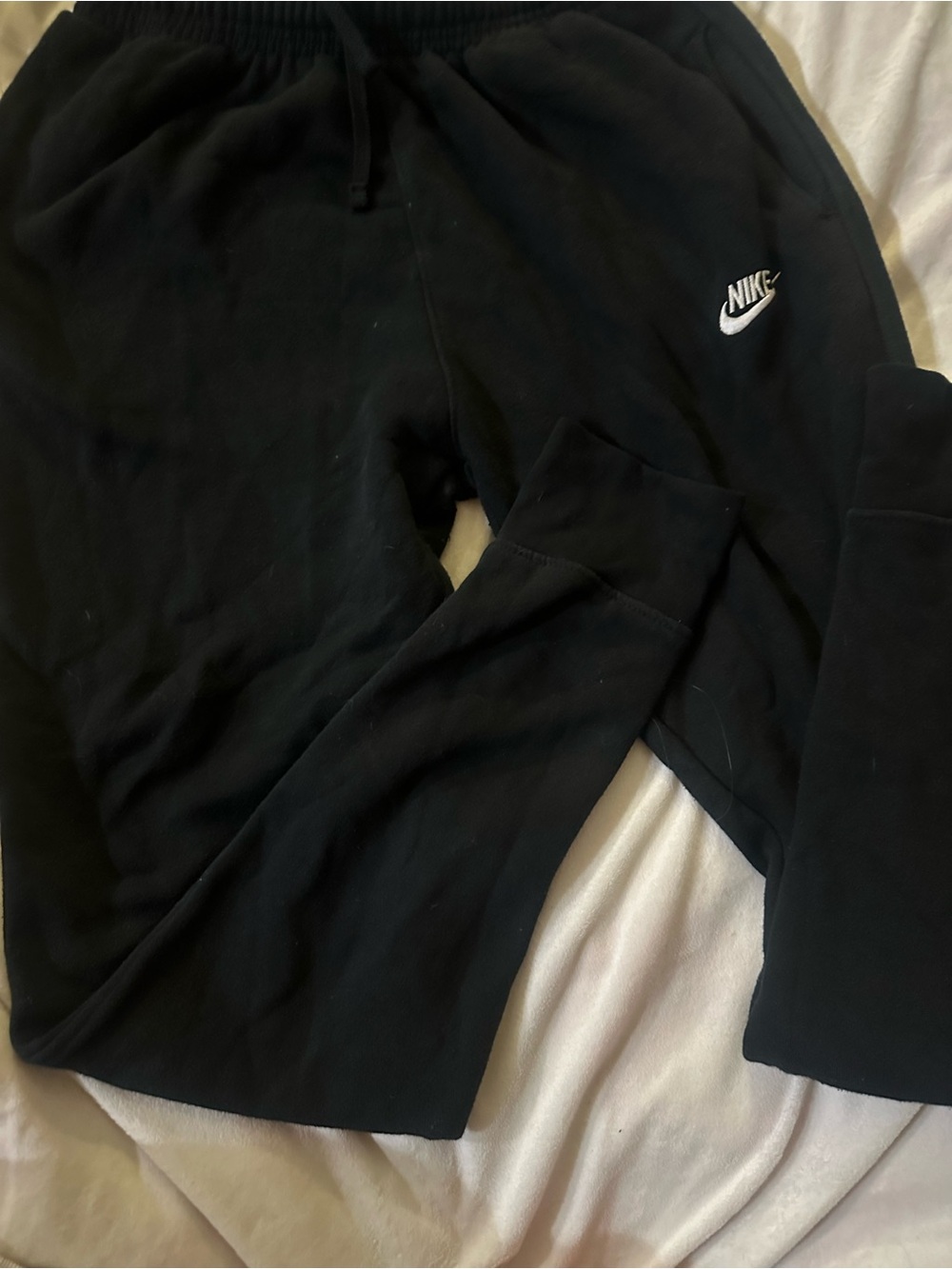 Nike Women’s Black Sweat Joggers with White Logo Large